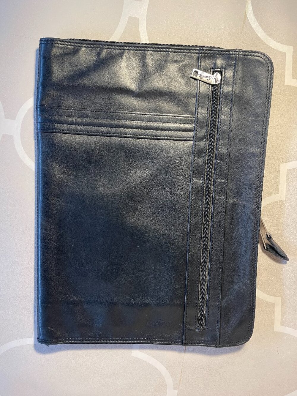 Scully Leather Soft Plonge Zip Envelope Portfolio Organizer – Black